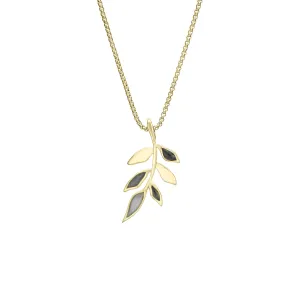 Olive Branch Cremation Necklace in 14K Yellow Gold