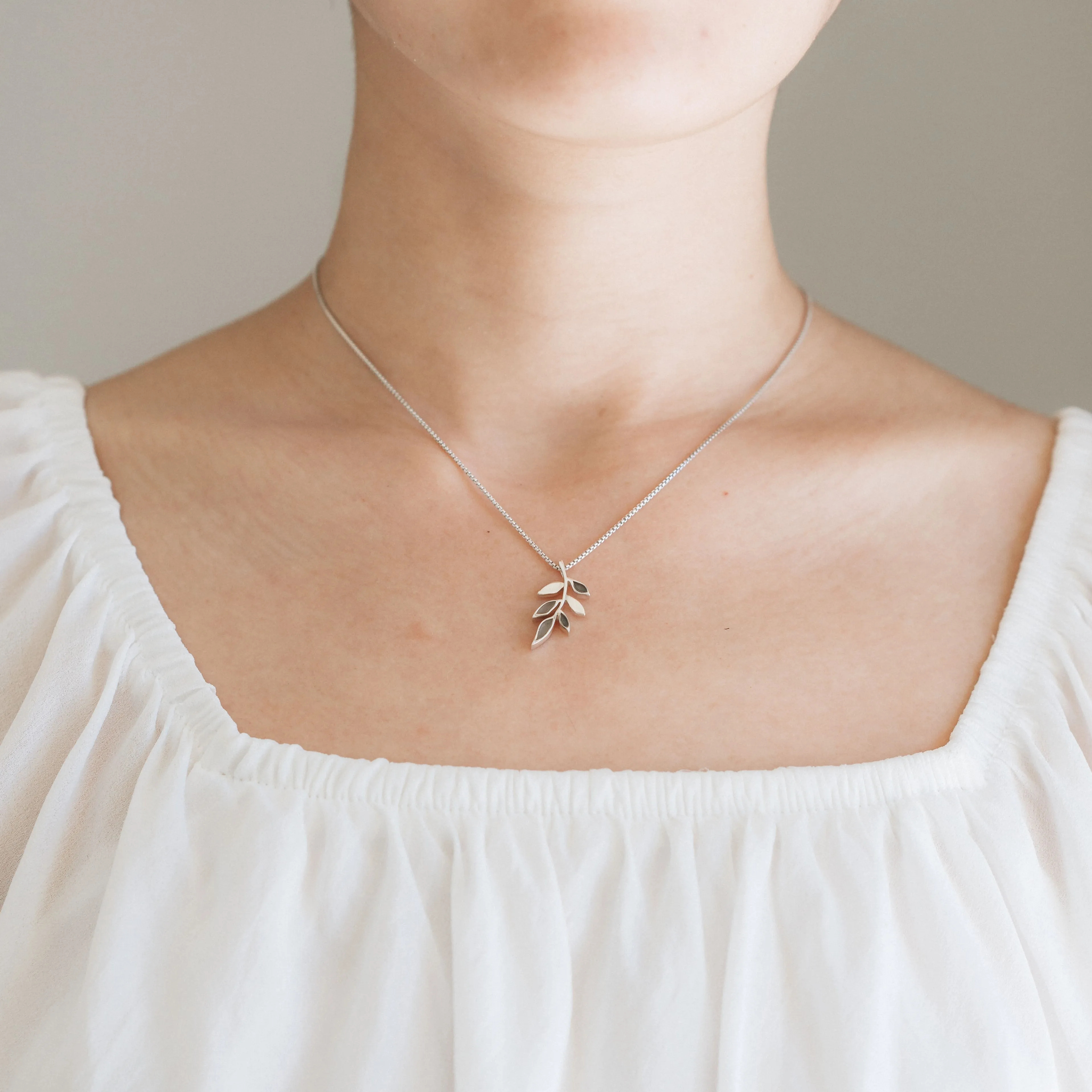Olive Branch Cremation Necklace in Sterling Silver