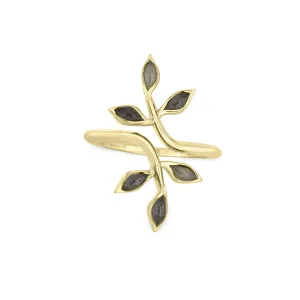 Olive Branch Cremation Ring in 14K Yellow Gold