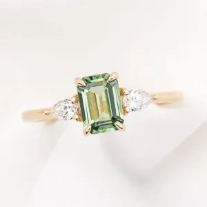 Olivia Ring 1.20ct Light Green Montana Sapphire, 14k Yellow Gold (One of a kind)