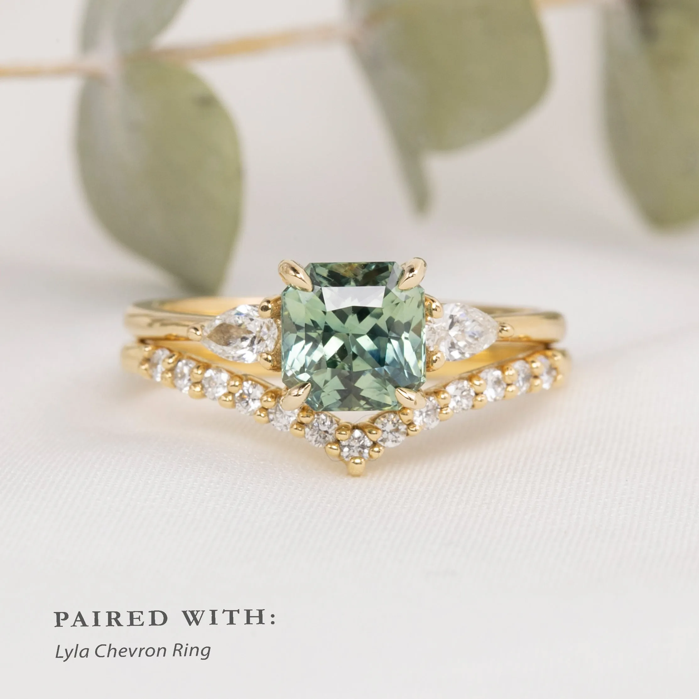 Olivia Ring, CGTL certified 1.79ct Parti Blue Green Srilanka Sapphire