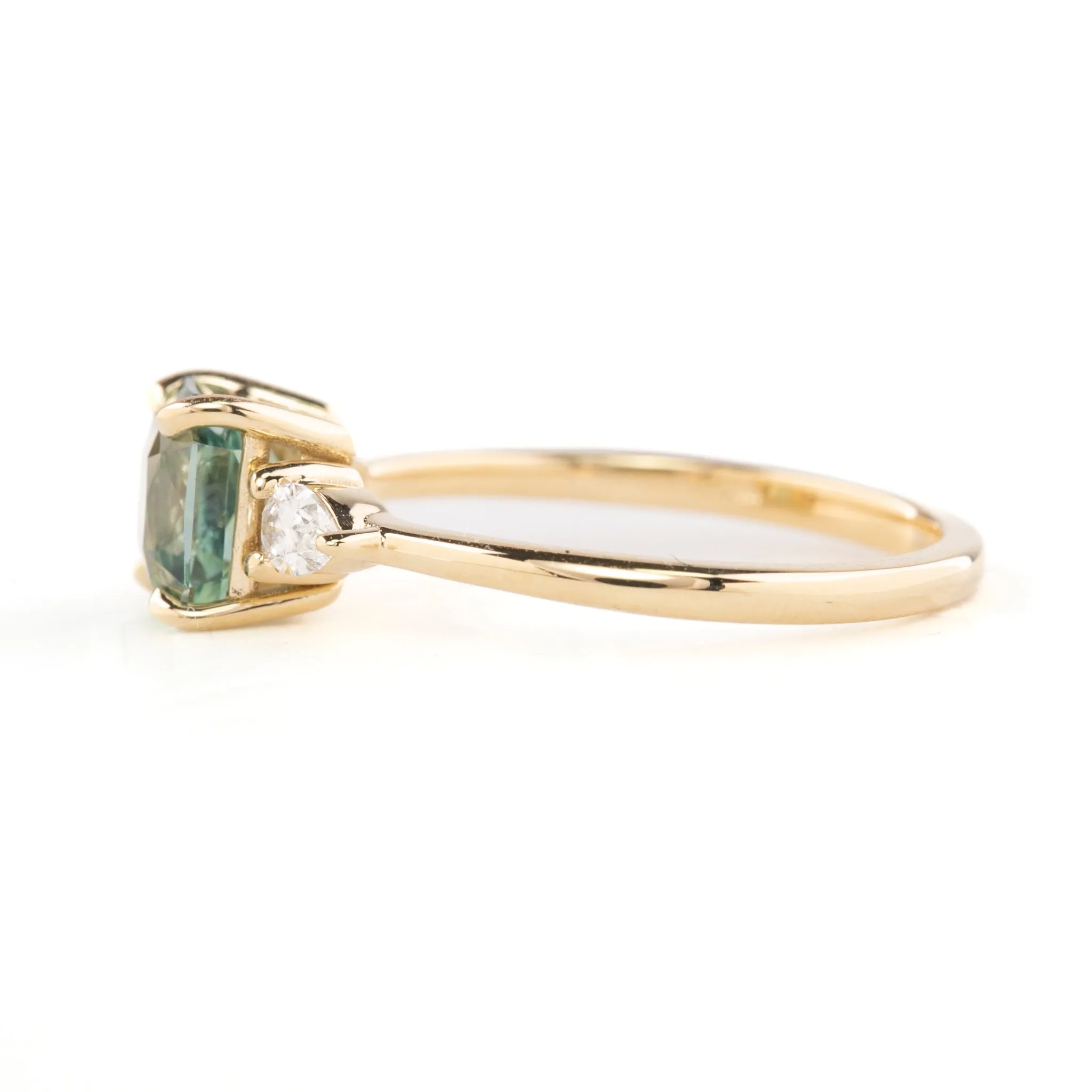 Olivia Ring, CGTL certified 1.79ct Parti Blue Green Srilanka Sapphire