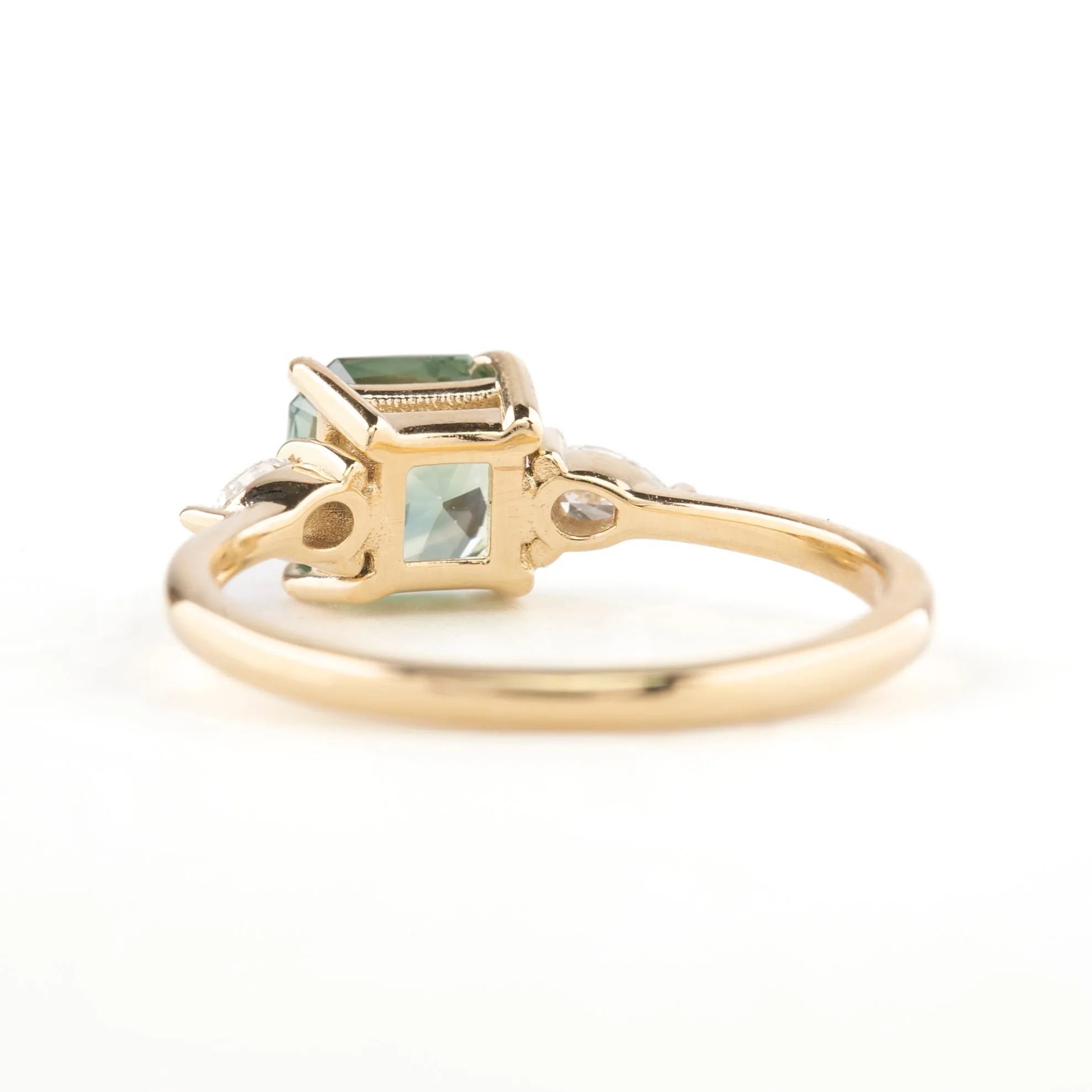 Olivia Ring, CGTL certified 1.79ct Parti Blue Green Srilanka Sapphire