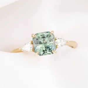 Olivia Ring, CGTL certified 1.79ct Parti Blue Green Srilanka Sapphire