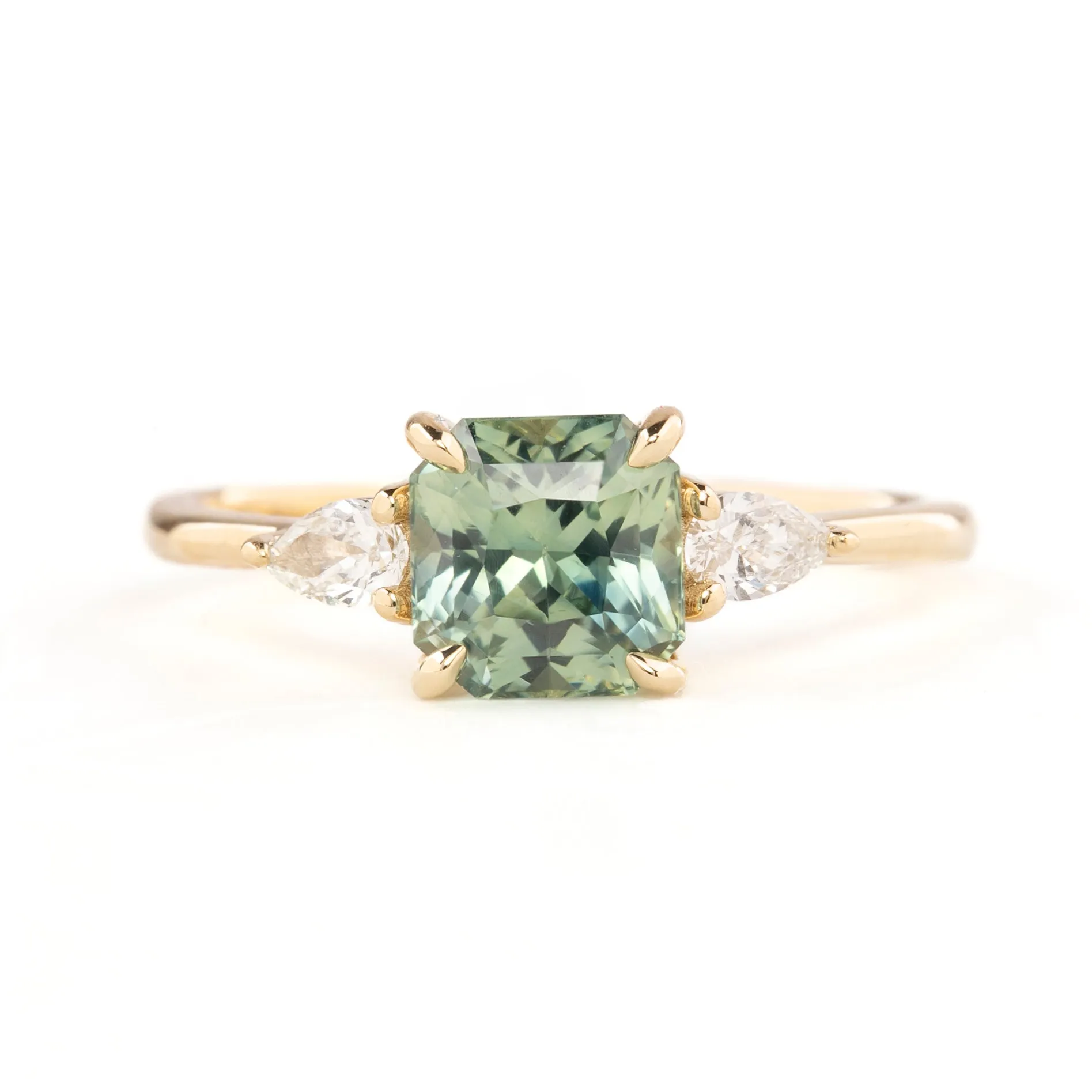Olivia Ring, CGTL certified 1.79ct Parti Blue Green Srilanka Sapphire