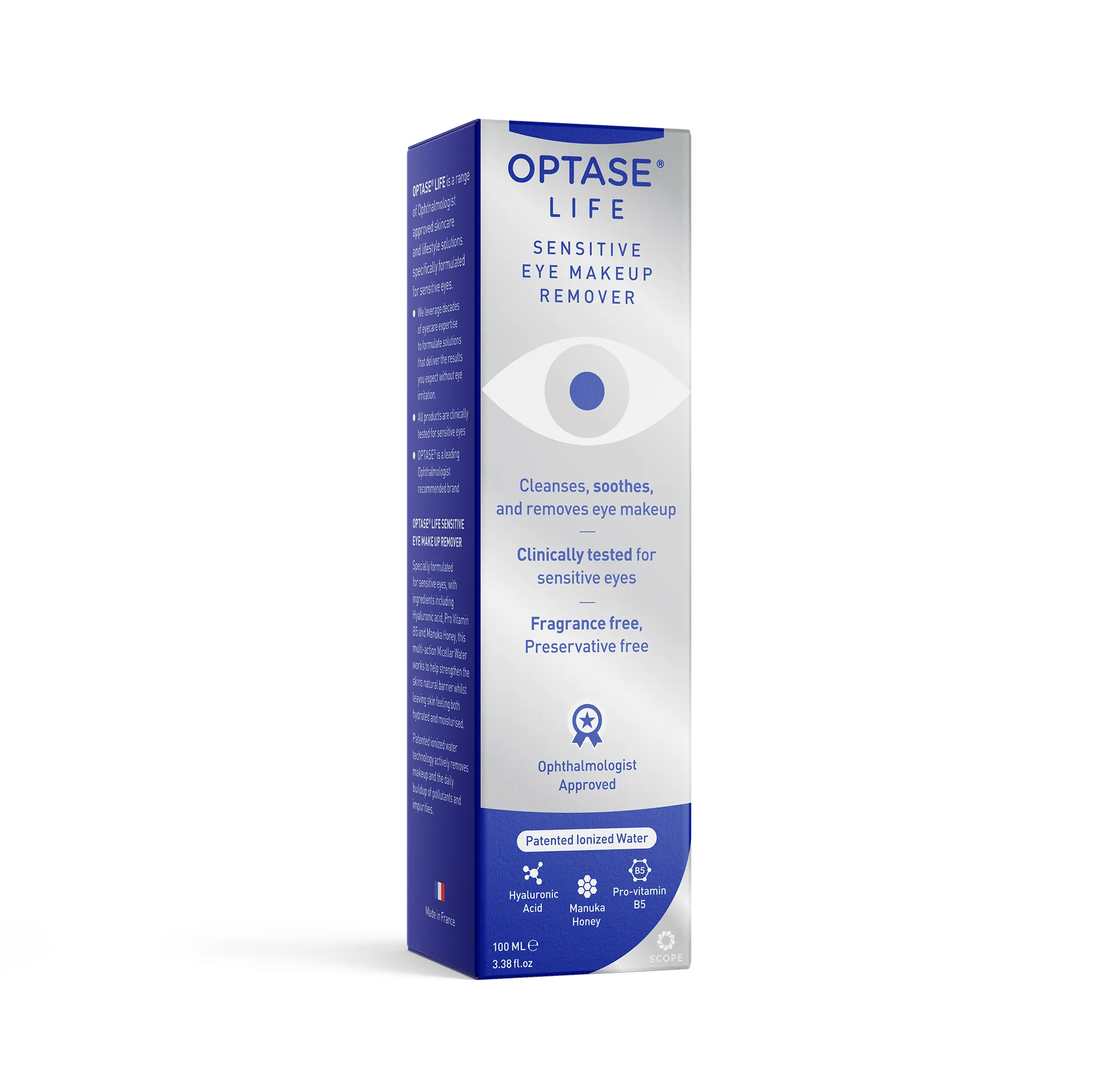 Optase Life Sensitive Eye Makeup Remover - Gentle & Effective for All Skin Types - Soothing Micellar Cleansing Water - 100ml