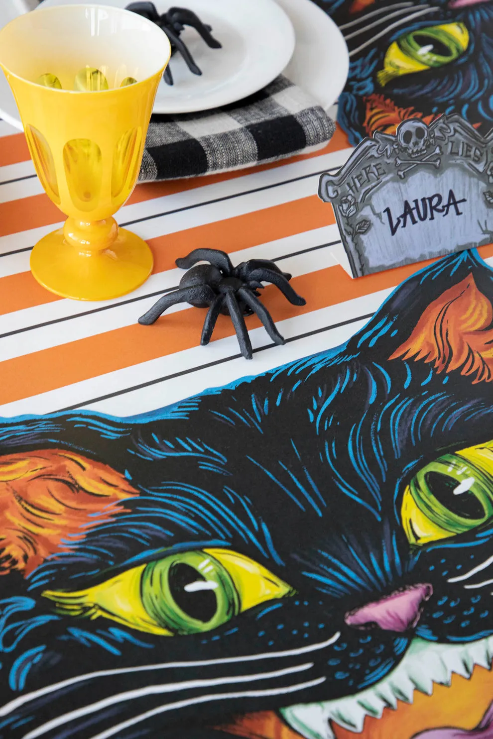 Orange & Black Awning Stripe Paper Table Runner