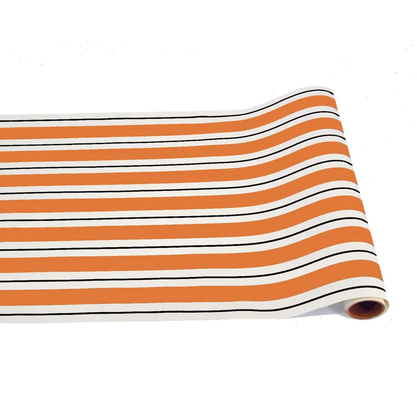 Orange & Black Awning Stripe Paper Table Runner
