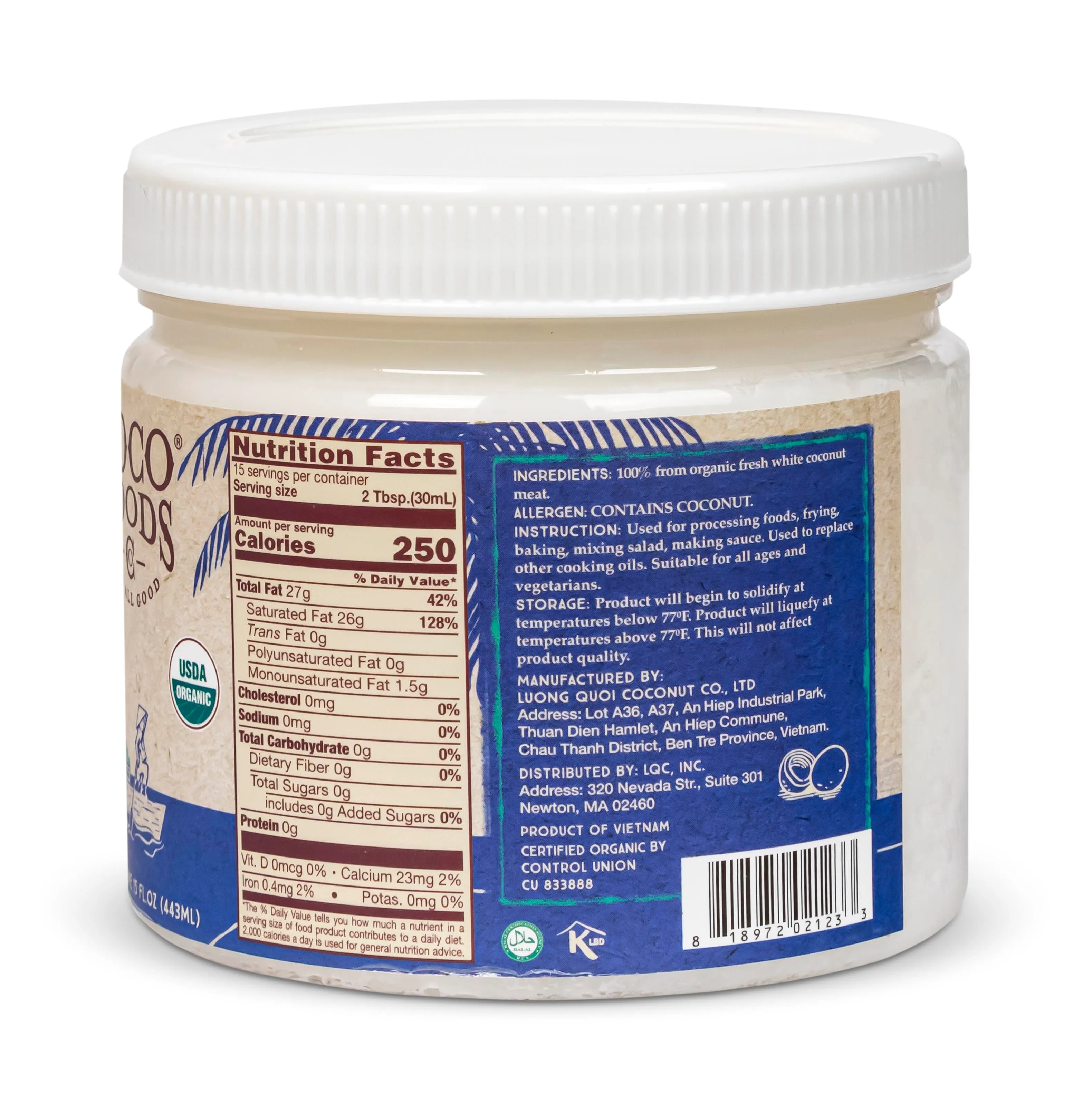 Organic Extra Virgin Coconut Oil, Cold-Pressed