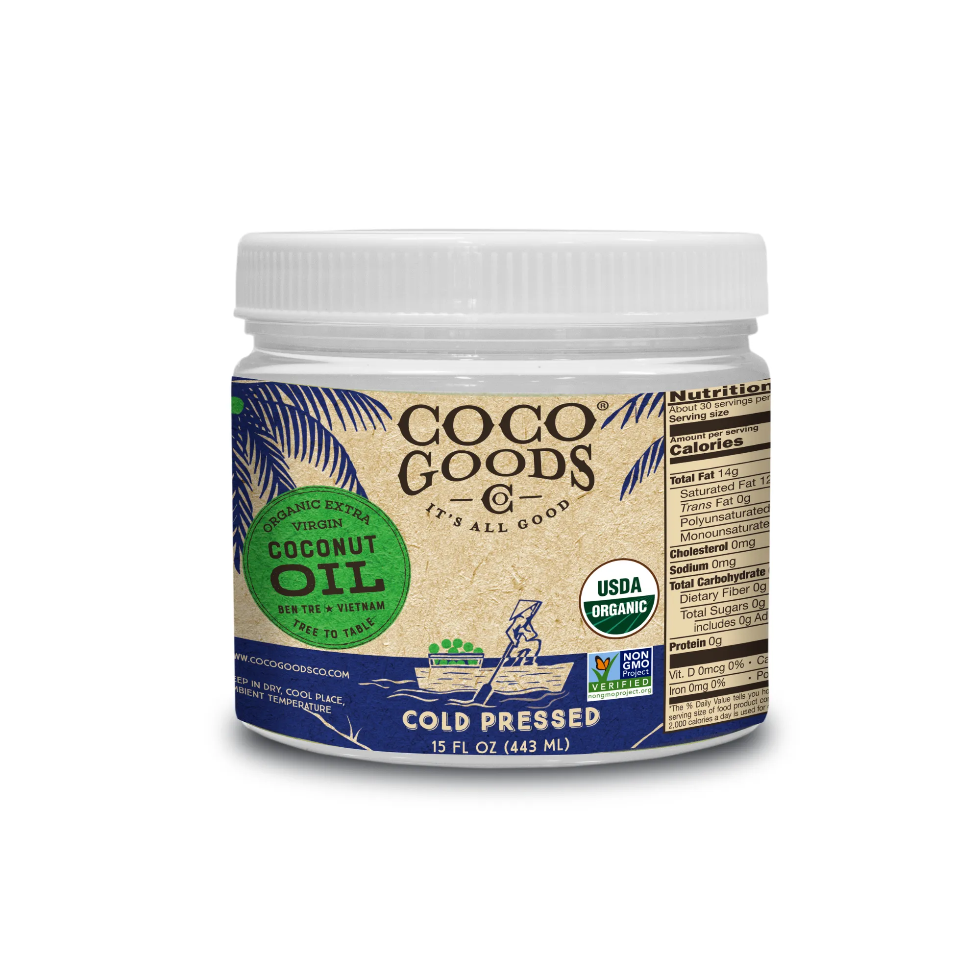 Organic Extra Virgin Coconut Oil, Cold-Pressed