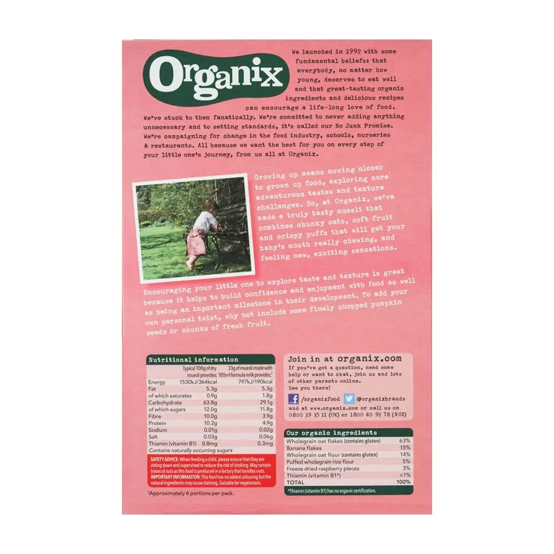 Organix Organic Cereal - Raspberry & Banana Muesli, 200g Exp: 08/21