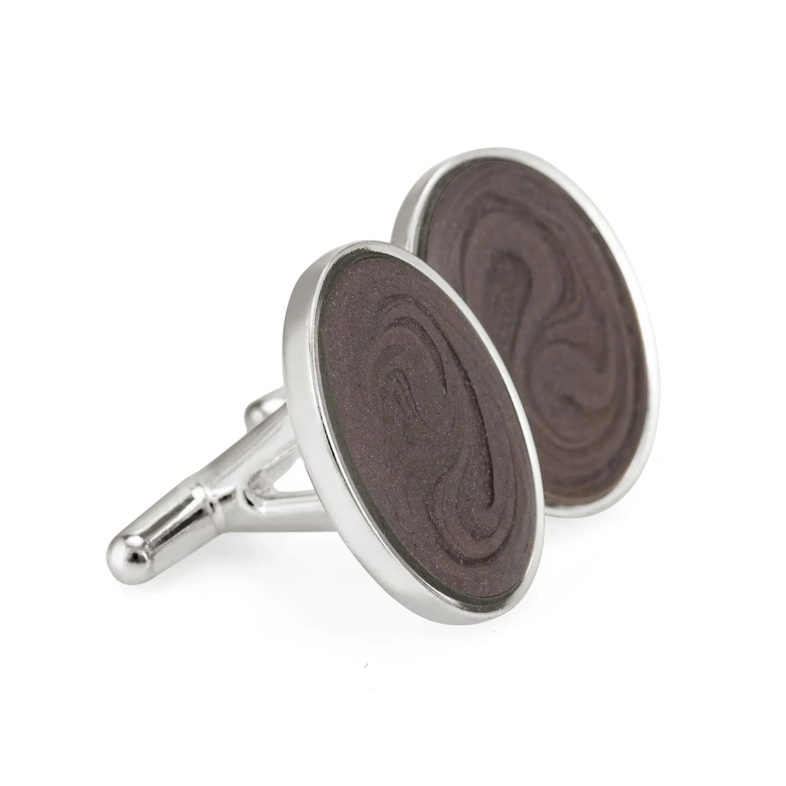 Oval Cremation Cufflinks in Sterling Silver