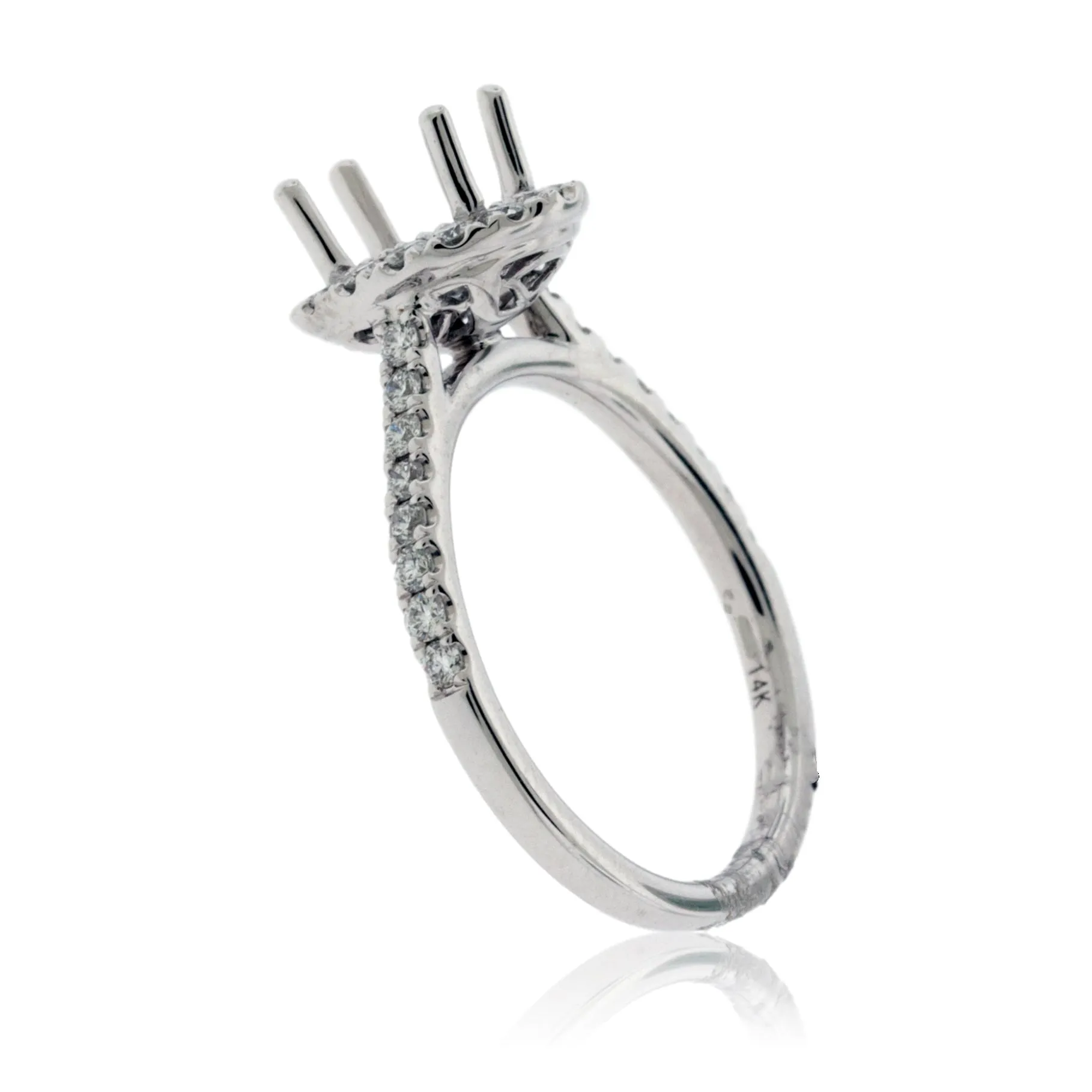 Oval Diamond Engagement Semi-Mount Ring