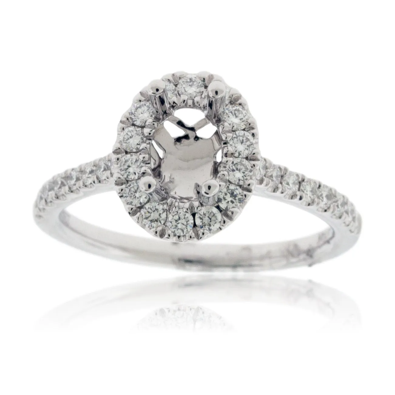 Oval Diamond Engagement Semi-Mount Ring