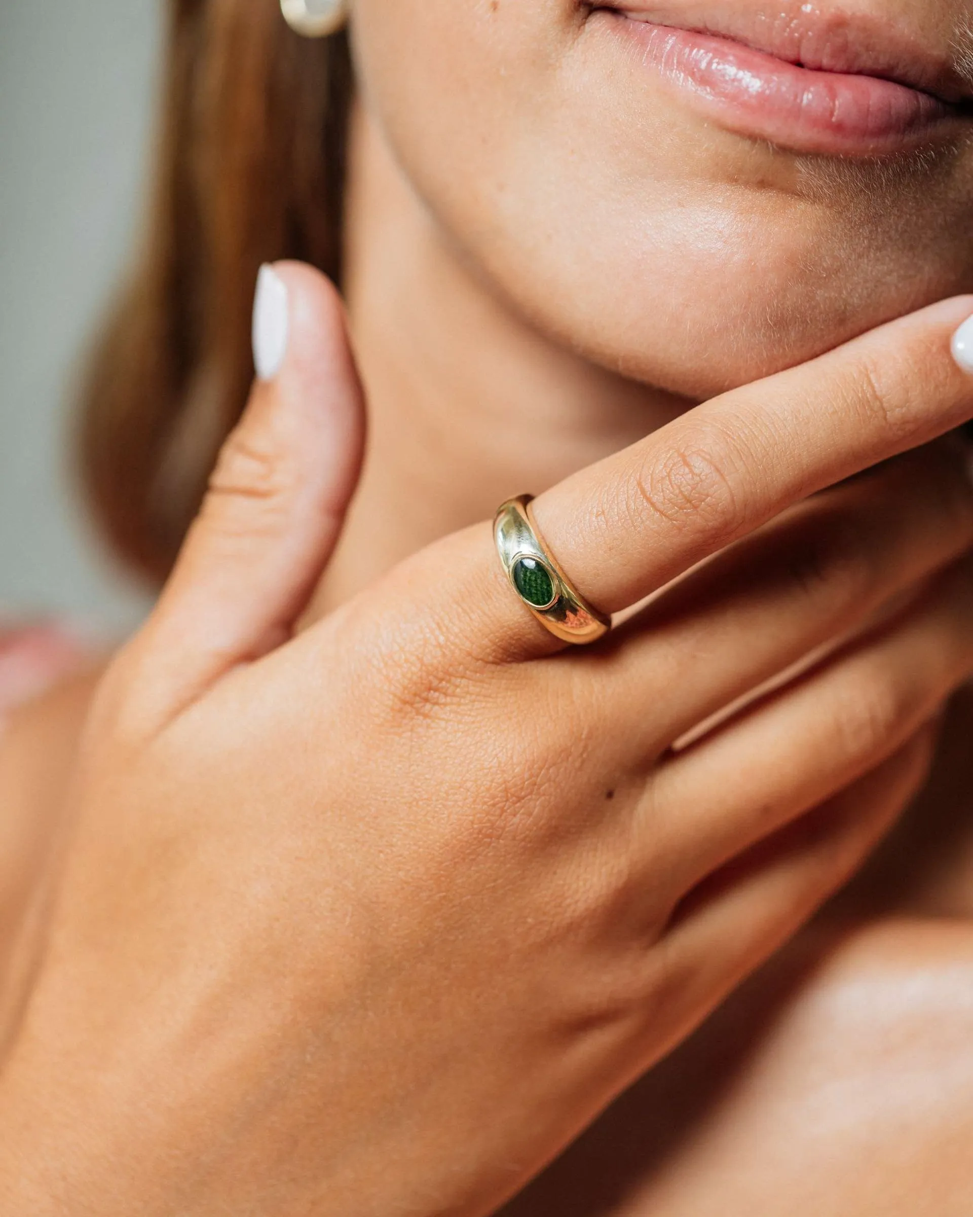 Oval Dome Cremation Ring in 14K White Gold