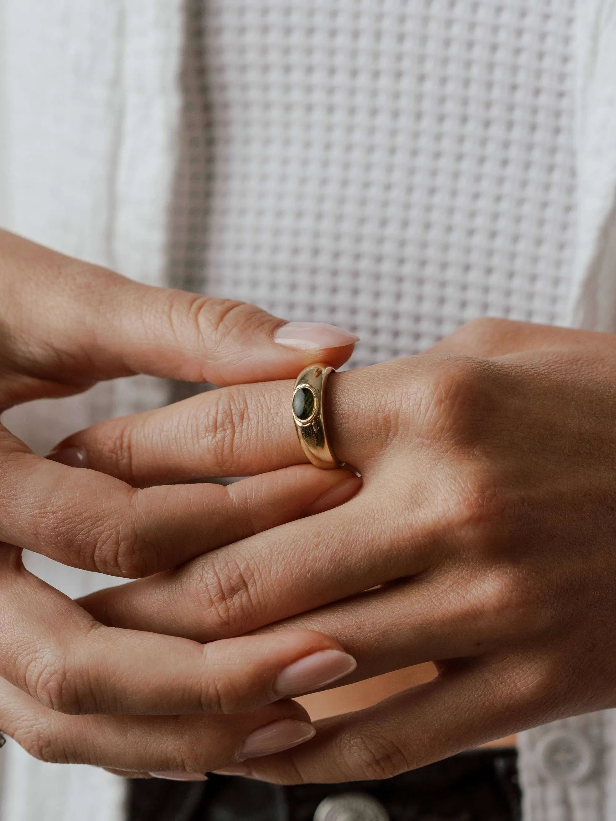 Oval Dome Cremation Ring in 14K White Gold