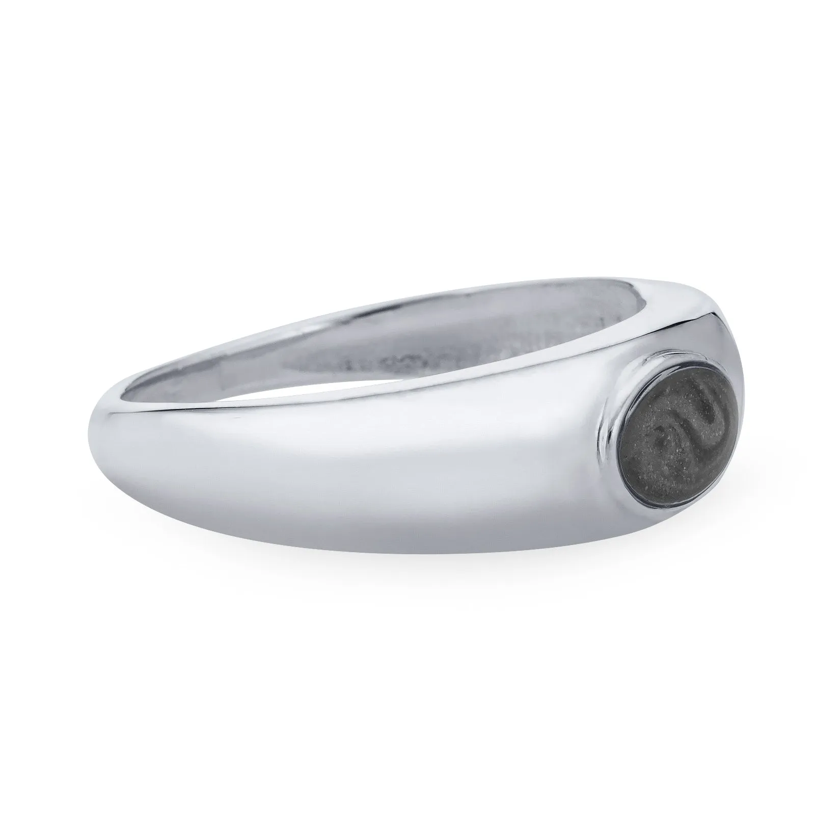 Oval Dome Cremation Ring in 14K White Gold