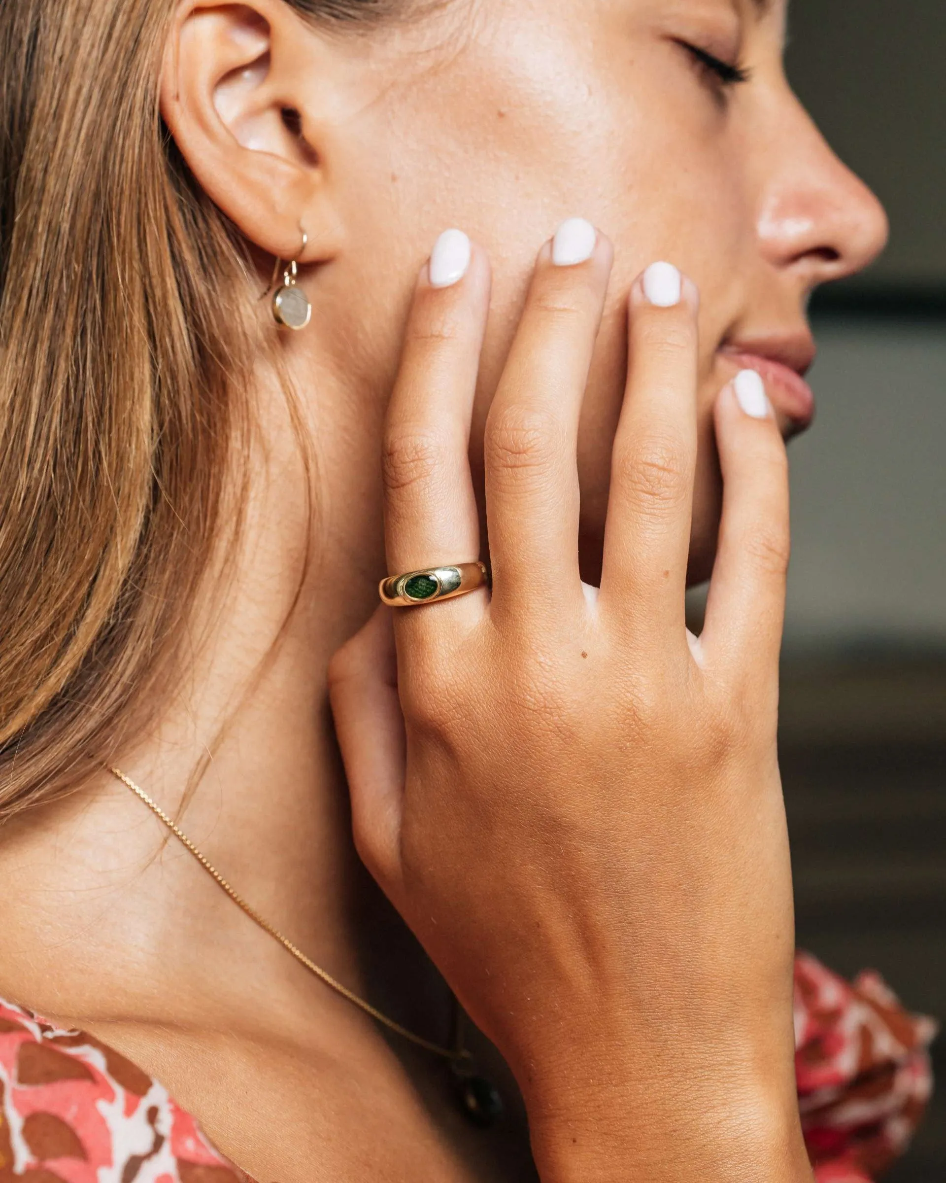 Oval Dome Cremation Ring in 14K Yellow Gold