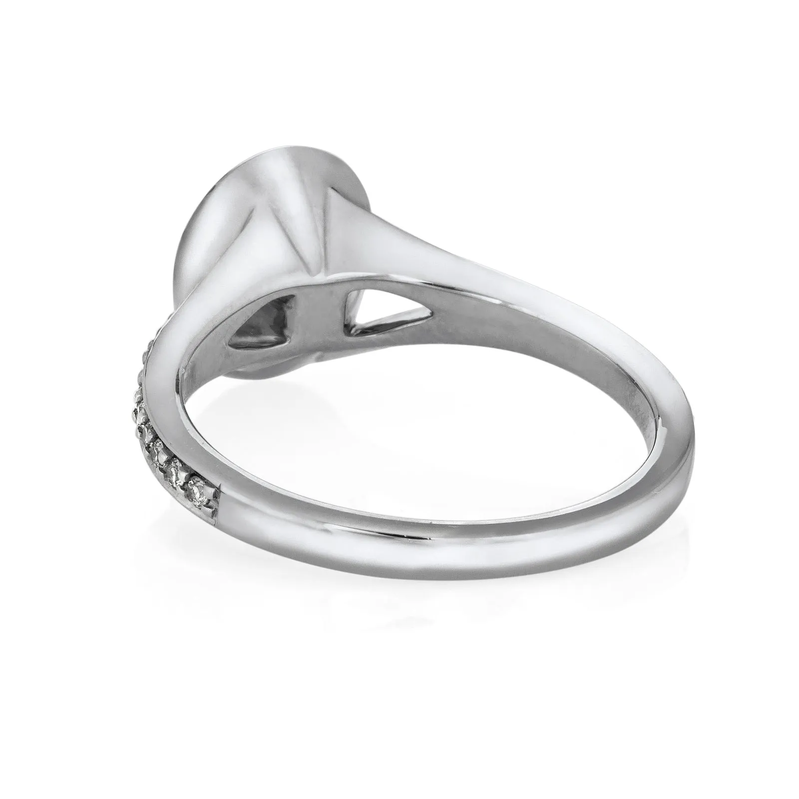 Oval Split Shank Diamond Band Cremation Ring in 14K White Gold