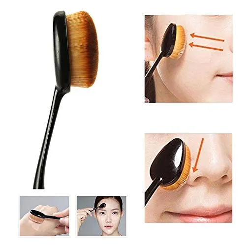 Oval Toothbrush Makeup Brush for Blending Contouring Blush Powder Concealer (Pack of 3)