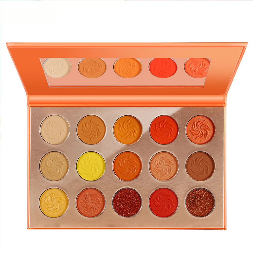 OWIIZI 15 Colors Eye Shadow Plate Eye Makeup Eyeshadow Palette Earth Matte Shimmer Gold Leaf Eye Shadow