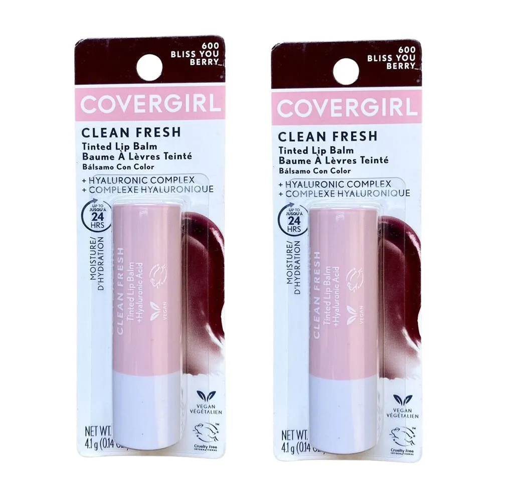 Pack of 2 CoverGirl Clean Fresh Tinted Lip Balm, Bliss you Berry 600