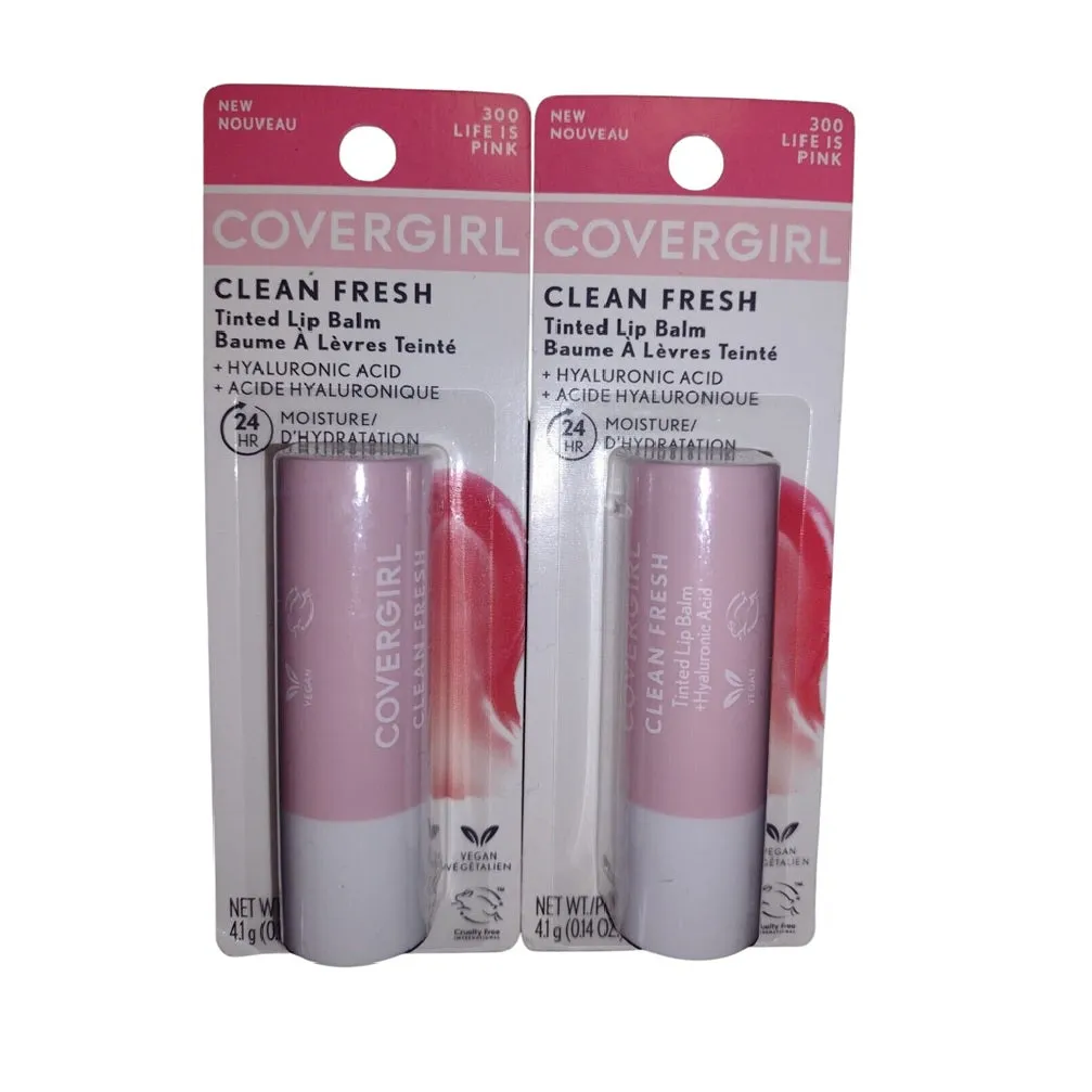 Pack of 2 CoverGirl Clean Fresh Tinted Lip Balm, Life is Pink 300