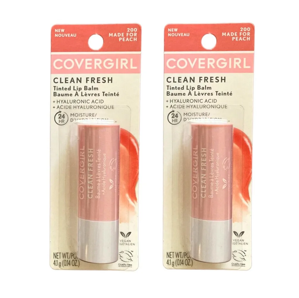 Pack of 2 CoverGirl Clean Fresh Tinted Lip Balm, Made for Peach 200