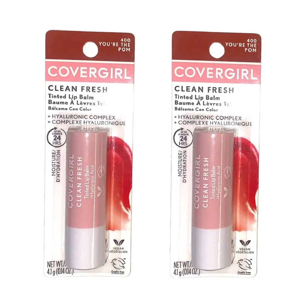 Pack of 2 CoverGirl Clean Fresh Tinted Lip Balm, You're the Pom 400