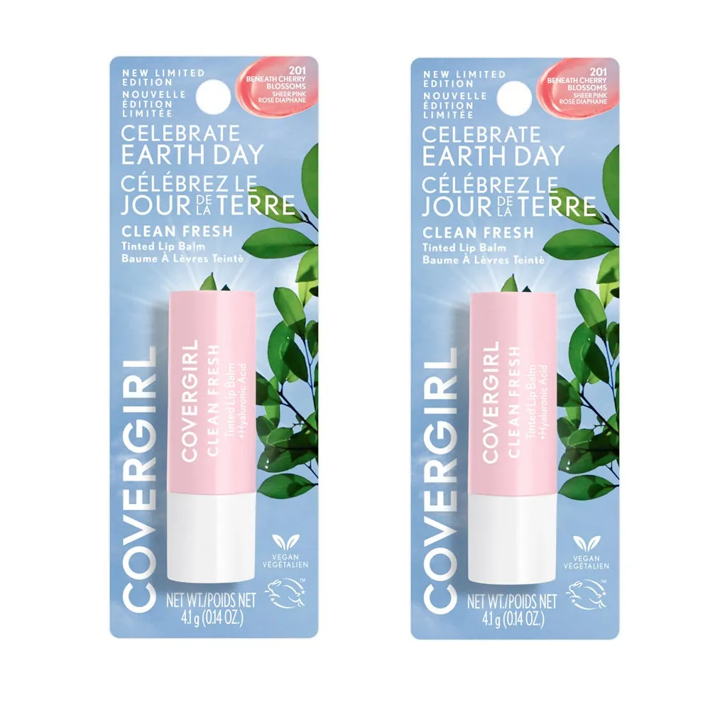 Pack of 2 CoverGirl Earth Day Clean Fresh Tinted Lip Balm, Beneath Cherry Blossoms 201