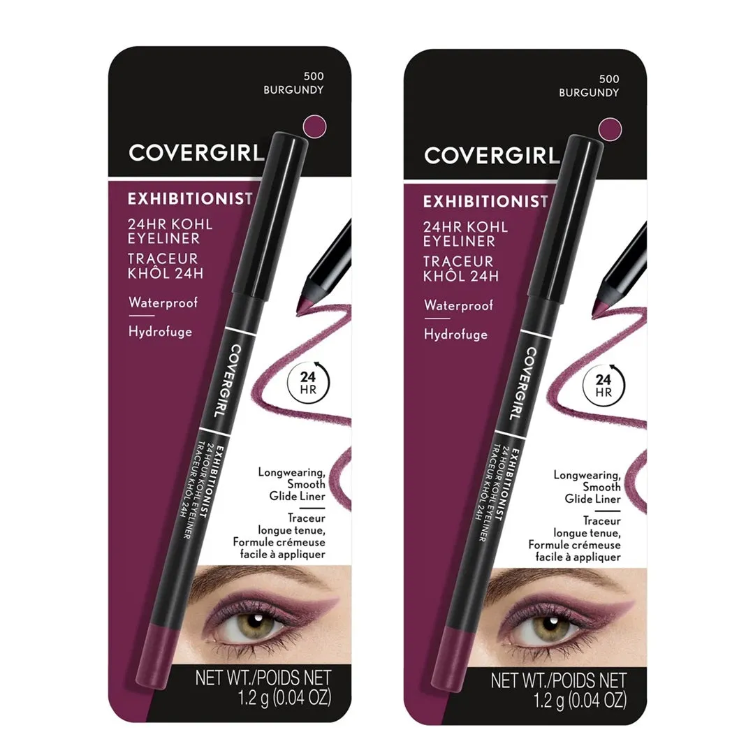 Pack of 2 CoverGirl Exhibitionist 24 Hr Kohl Eyeliner, Burgundy 500