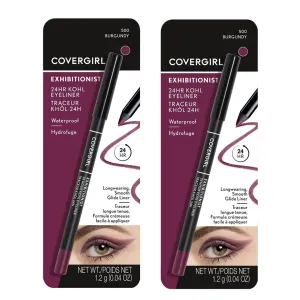 Pack of 2 CoverGirl Exhibitionist 24 Hr Kohl Eyeliner, Burgundy 500