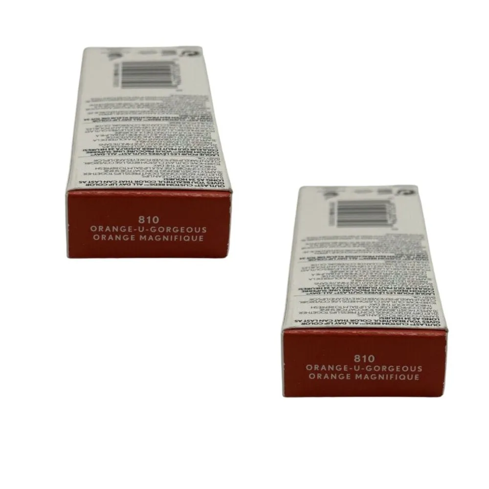 Pack of 2 CoverGirl Outlast All-Day Lip Color Custom Reds, Orange U Gorgeous