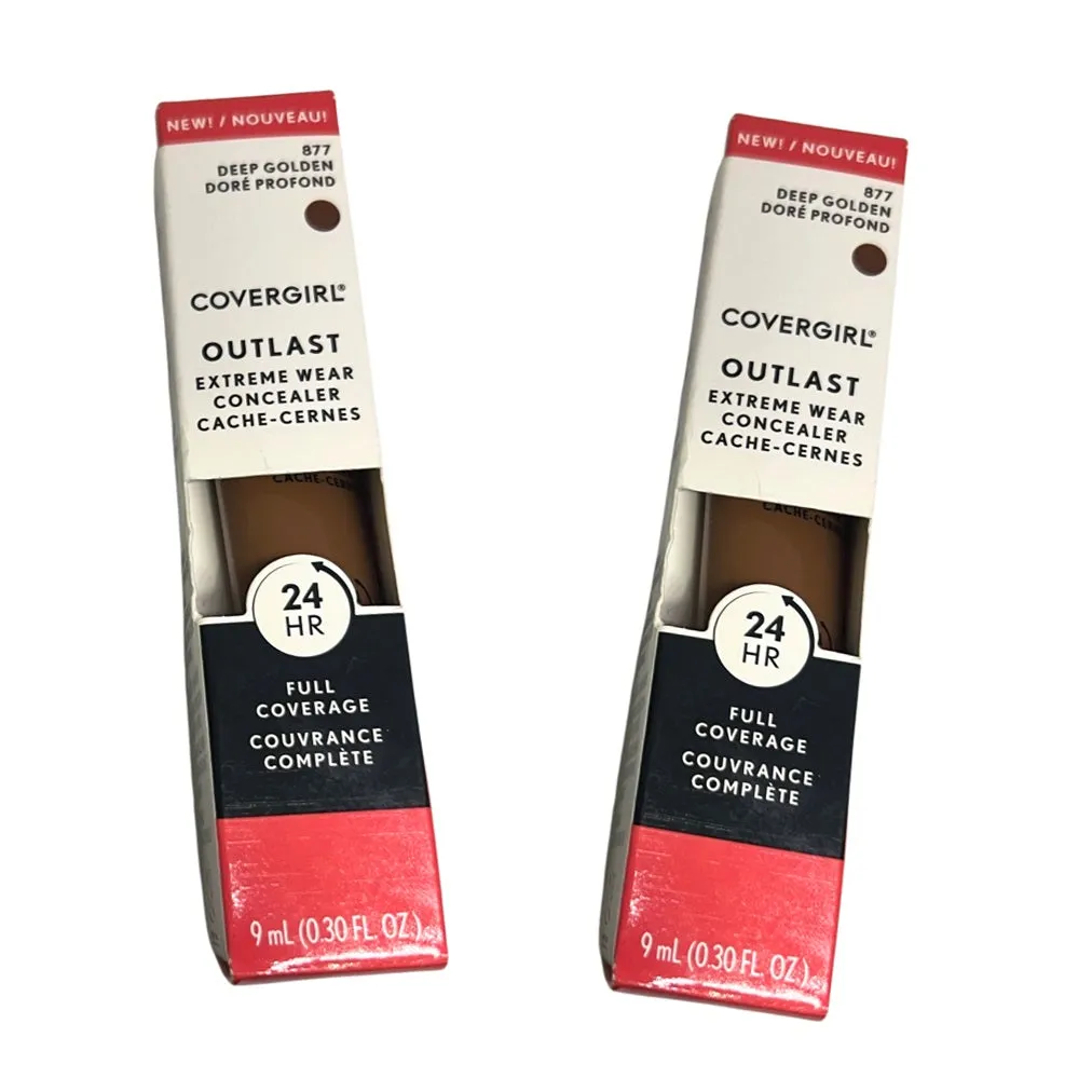 Pack of 2 CoverGirl Outlast Extreme Wear Concealer, Deep Golden 877