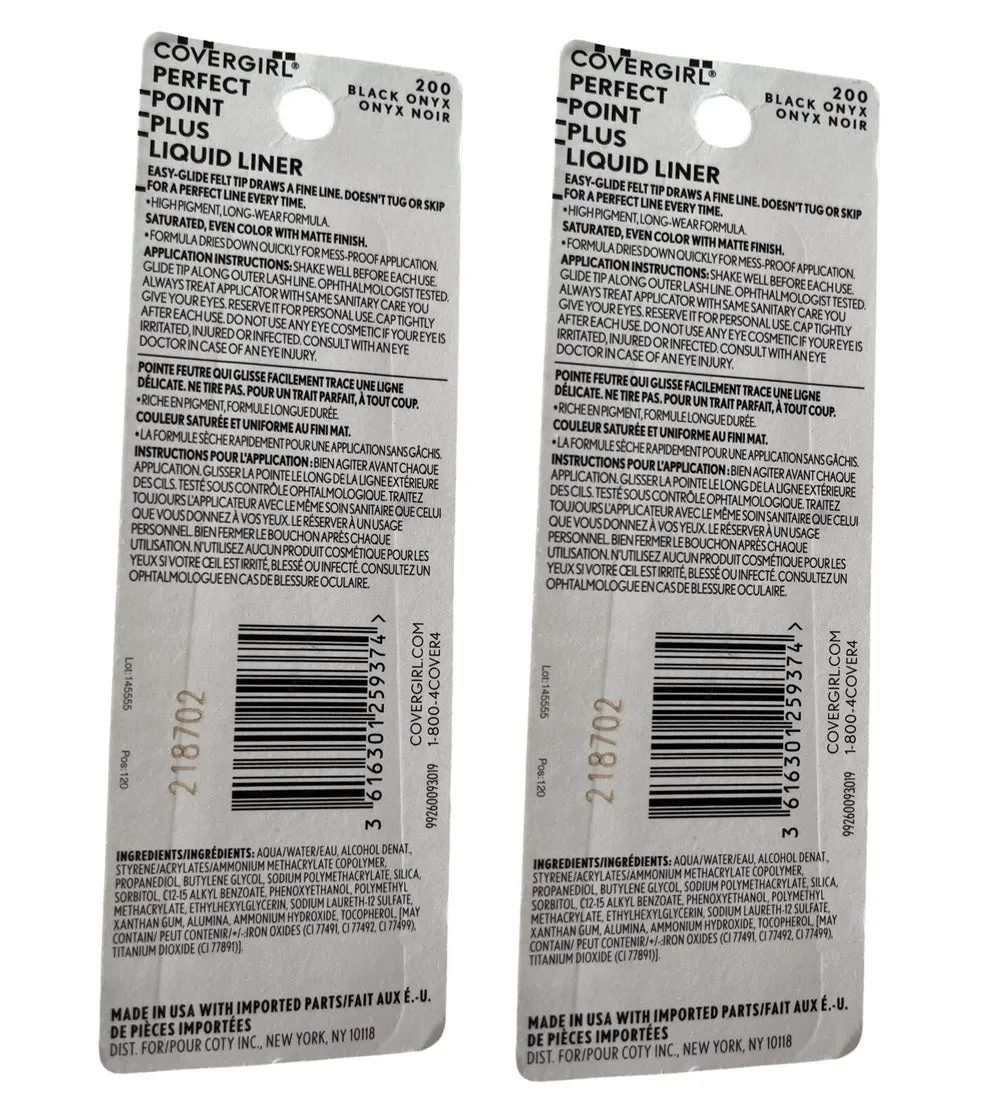 Pack of 2 CoverGirl Perfect Point Plus Liquid Liner, Black Onyx 200