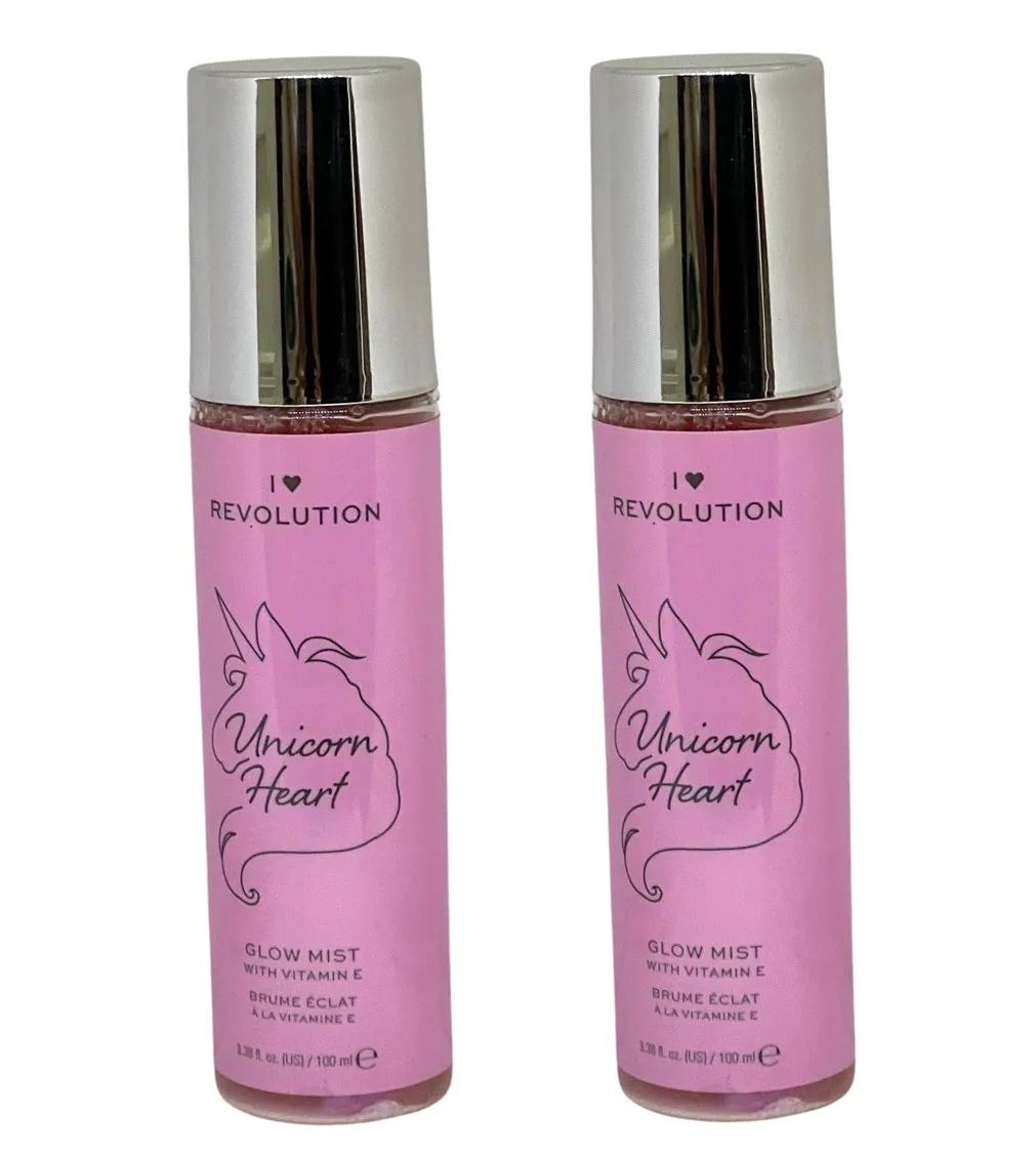 Pack of 2 I Heart Revolution Unicorn Heart Glow Mist With Vitamin E