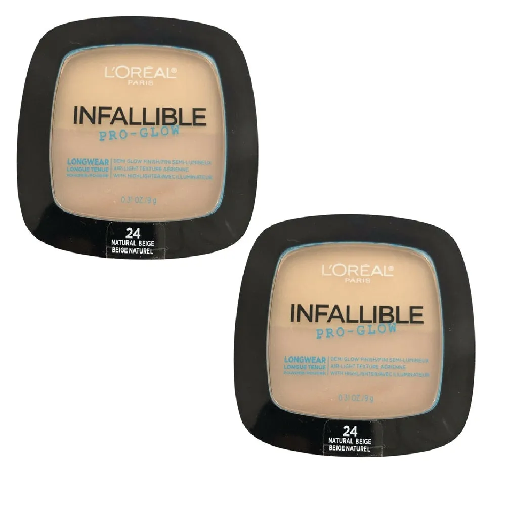 Pack of 2 L'Oreal Paris Infallible Pro Glow Lasting Glow Powder, Natural Beige (24)