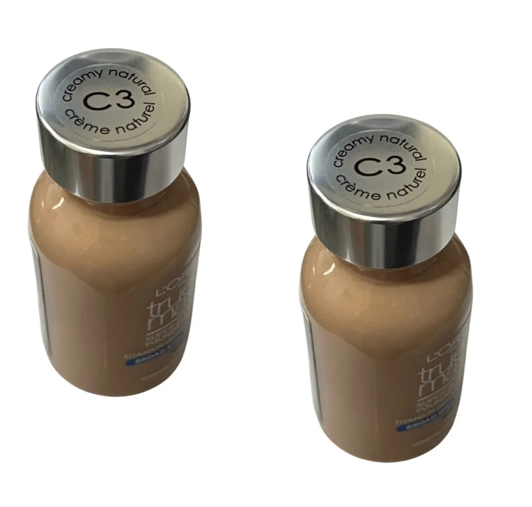 Pack of 2 L'Oreal Paris Makeup True Match Super-Blendable Liquid Foundation, Creamy Natural C3