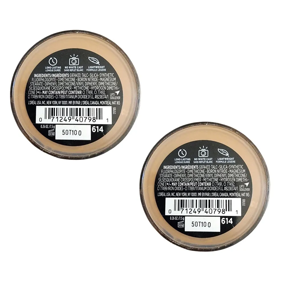 Pack of 2 L'Oreal Paris Tinted Loose Setting Powder, Translucent Medium-Deep # 614