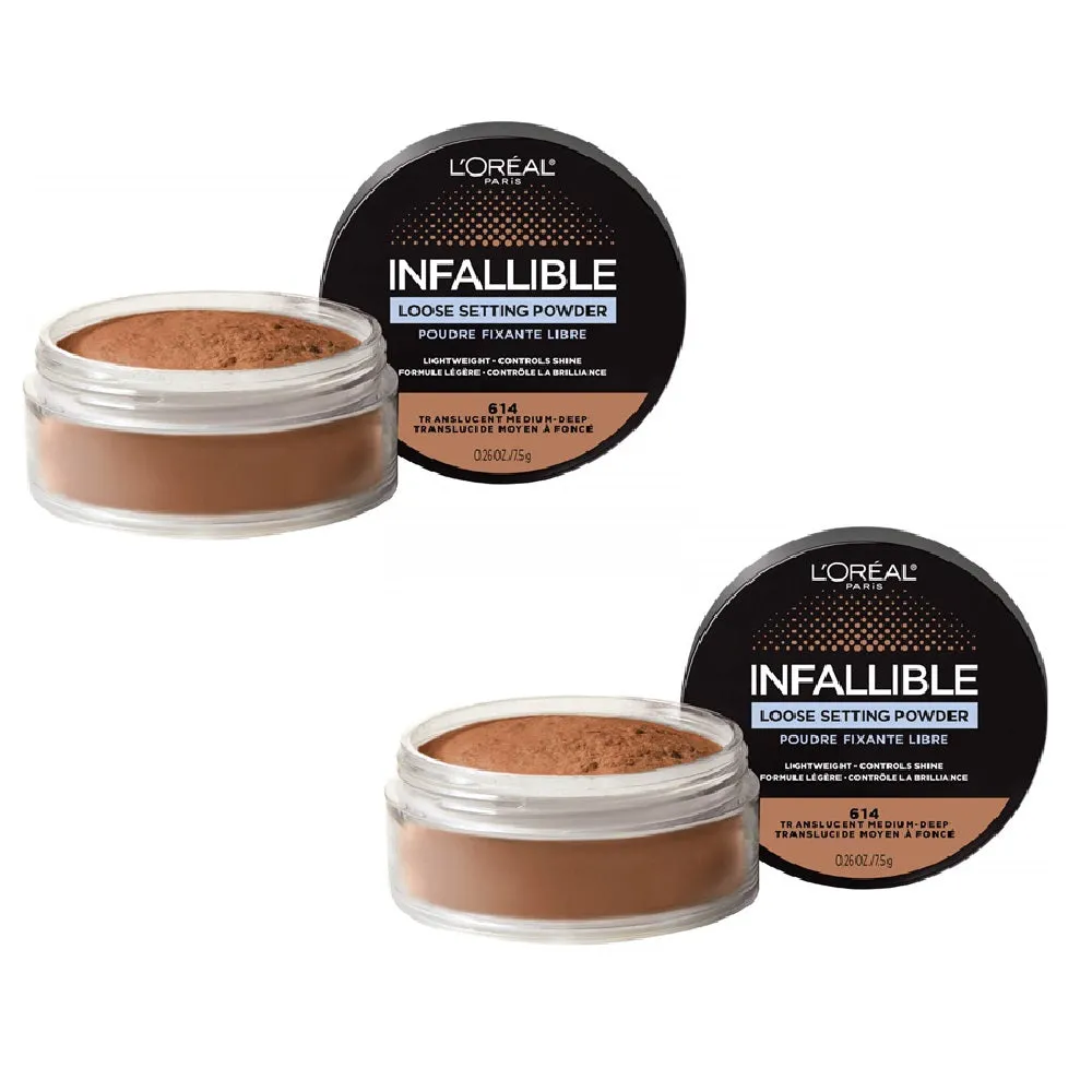 Pack of 2 L'Oreal Paris Tinted Loose Setting Powder, Translucent Medium-Deep # 614