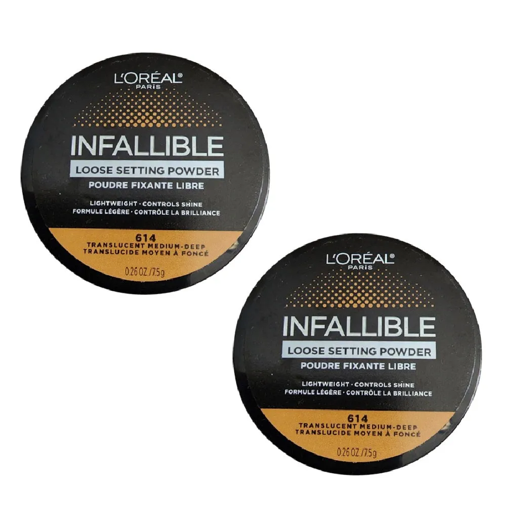 Pack of 2 L'Oreal Paris Tinted Loose Setting Powder, Translucent Medium-Deep # 614