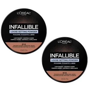 Pack of 2 L'Oreal Paris Tinted Loose Setting Powder, Translucent Medium-Deep # 614
