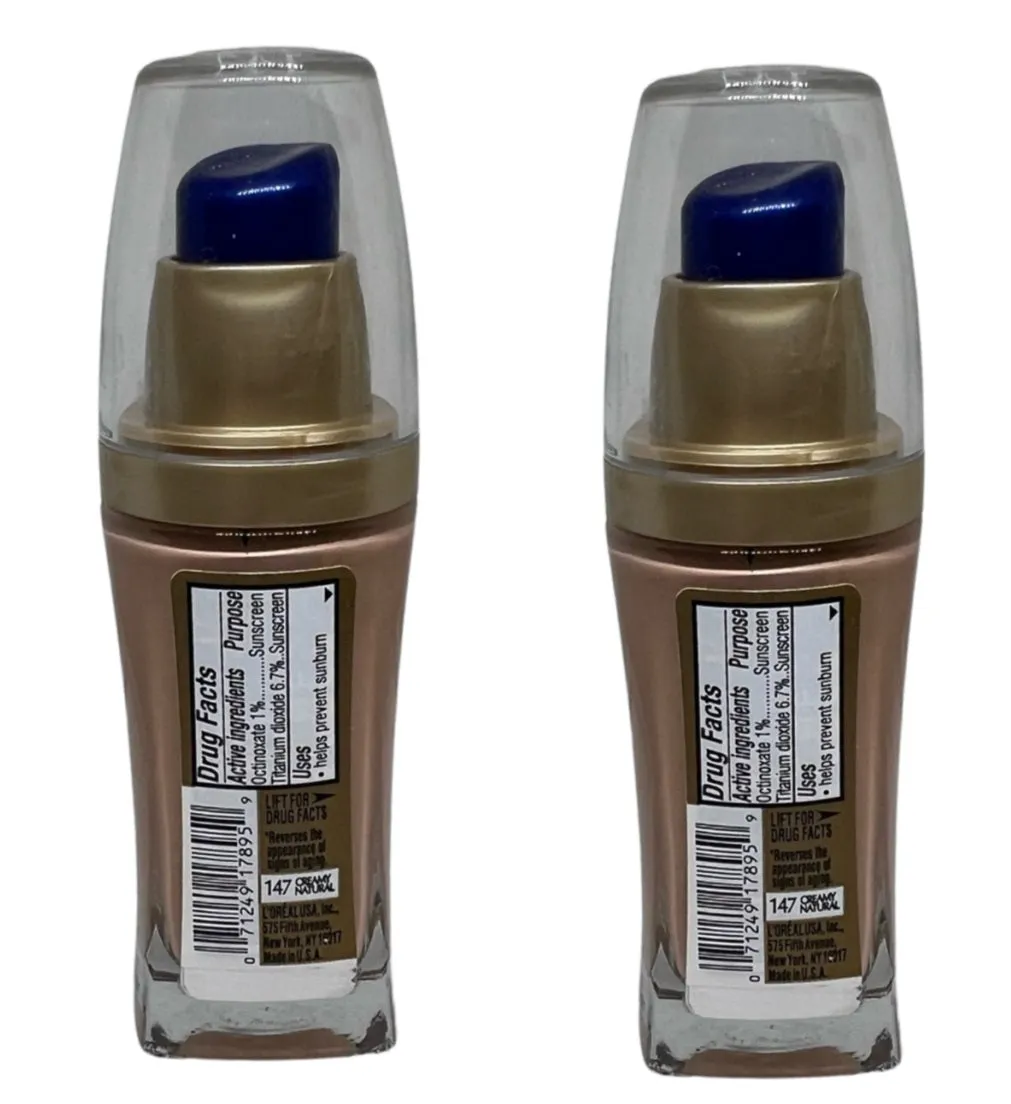 Pack of 2 L'Oreal Paris Visible Lift Serum Foundation Makeup, Creamy Natural 147