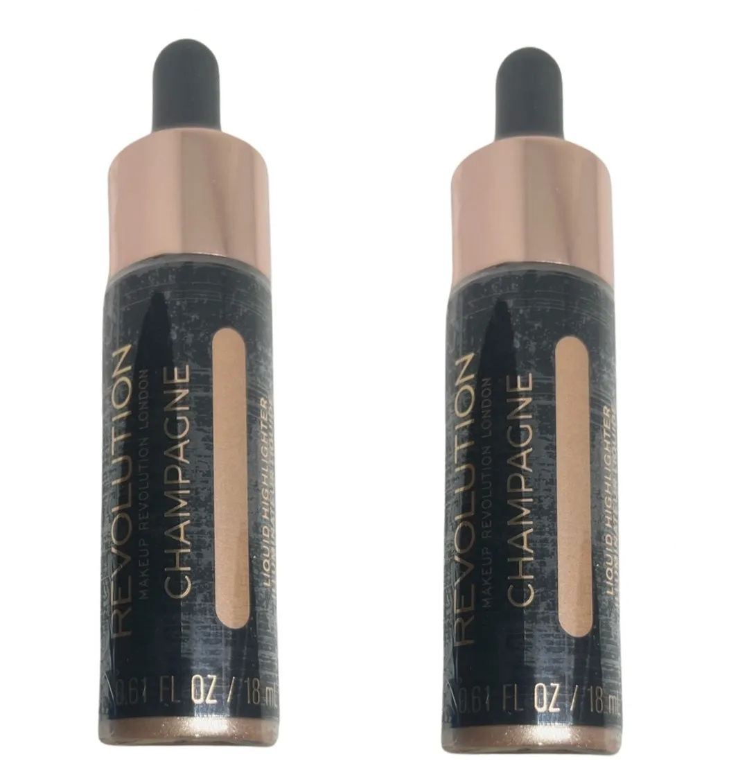 Pack of 2 Makeup Revolution Beauty Liquid Highlighter, Champagne