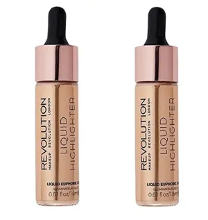 Pack of 2 Makeup Revolution Beauty Liquid Highlighter, Euphoric Gold