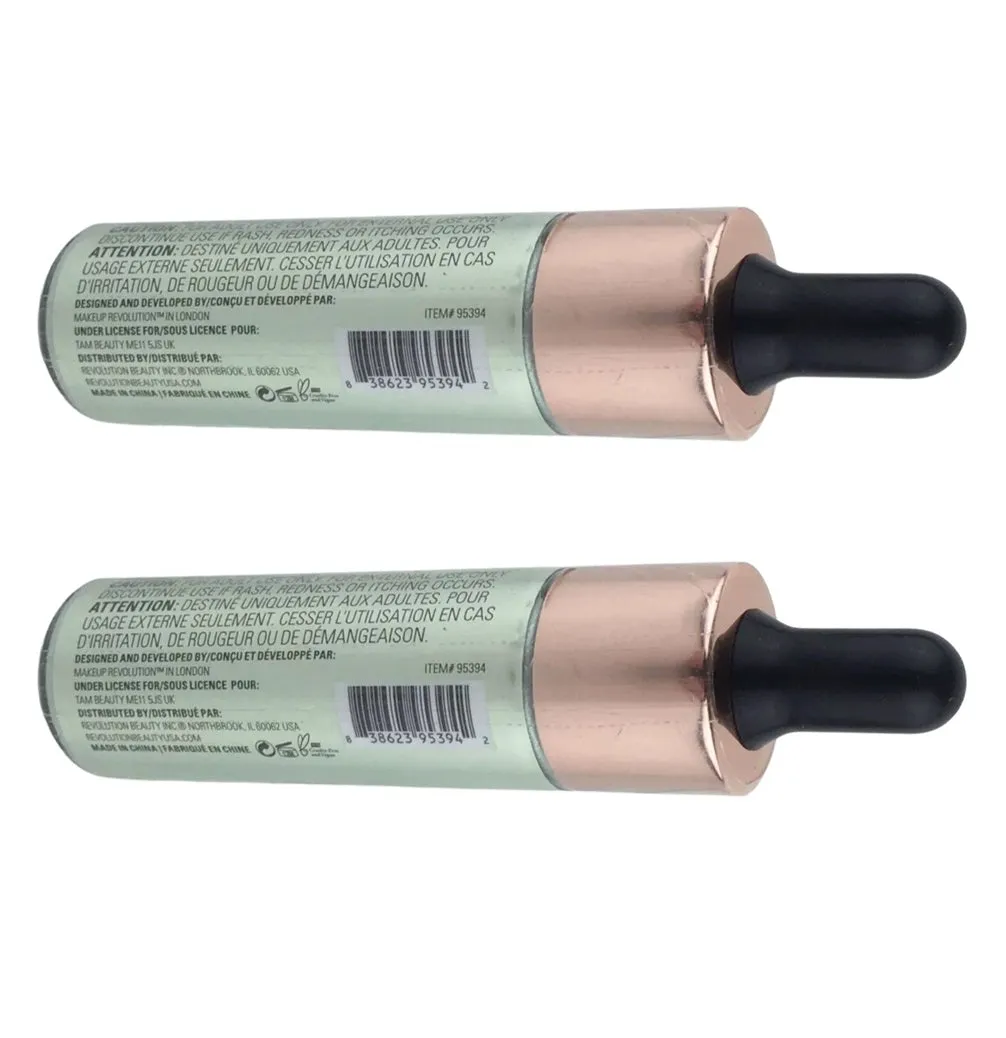 Pack of 2 Makeup Revolution Beauty Liquid Highlighter, Mermaid's Scales