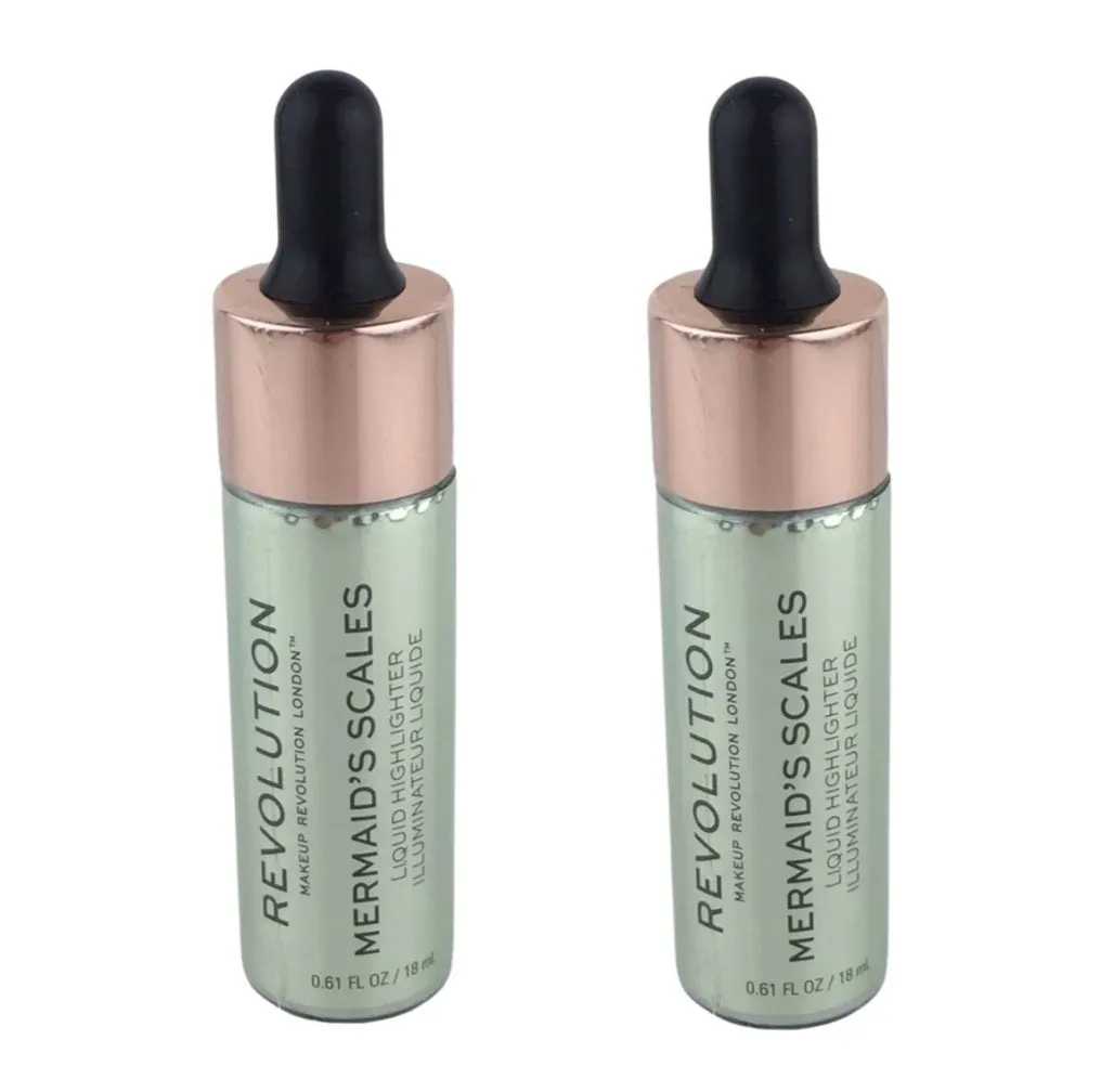 Pack of 2 Makeup Revolution Beauty Liquid Highlighter, Mermaid's Scales