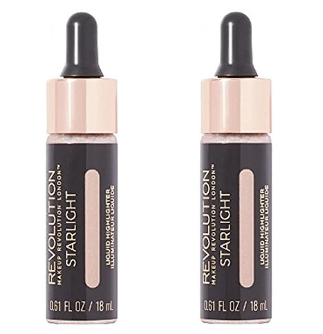 Pack of 2 Makeup Revolution Beauty Liquid Highlighter, Starlight