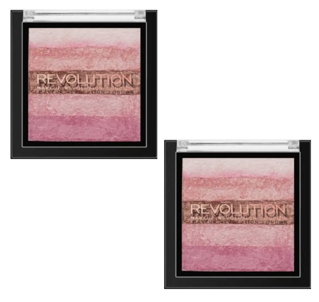 Pack of 2 Makeup Revolution Beauty Vivid Shimmer Brick, Pink Kiss