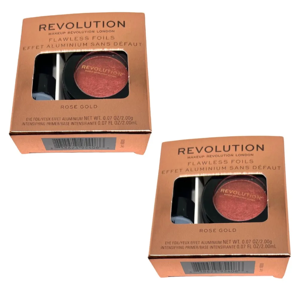 Pack of 2 Makeup Revolution Flawless Foils Eyeshadow, Rose Gold